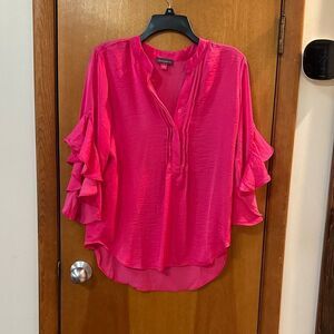 Cato Fuchsia Ruffle Sleeve Blouse